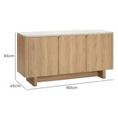 Estudio Furniture Tivoli 3 Door Travertine-Look Sideboard