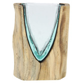 Home Accents Hand-Blown Glass &amp; Driftwood Vase