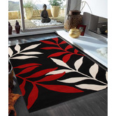 Network Rugs Stunning Leave Black Tufted Rug