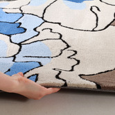 Network Rugs Grey &amp; Blue Watercolour Blossoms Rug