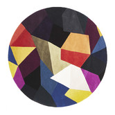 Network Rugs Blue, Rust, &amp; Purple Eclectic Designer Hand-Tufted Wool Round Rug