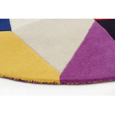 Network Rugs Blue, Rust, &amp; Purple Eclectic Designer Hand-Tufted Wool Round Rug