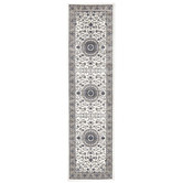 Network Rugs Medallion Runner White with Beige Border
