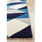 Network Rugs Digital Designer Wool Blue Grey White Rug