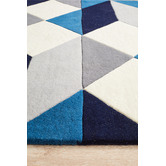 Network Rugs Digital Designer Wool Blue Grey White Rug