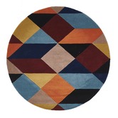 Network Rugs Rust, Blue, &amp; Navy Sandy Designer Hand-Tufted Wool Round Rug