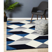 Network Rugs Digital Designer Wool Blue Grey White Rug