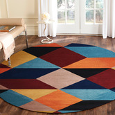 Network Rugs Rust, Blue, &amp; Navy Sandy Designer Hand-Tufted Wool Round Rug