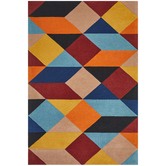 Network Rugs Rust, Blue, &amp; Navy Sandy Designer Wool Rug