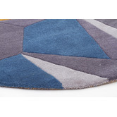 Network Rugs Blue, Yellow, &amp; Grey Laura Designer Hand-Tufted Wool Round Rug