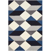 Network Rugs Digital Designer Wool Blue Grey White Rug | Temple & Webster