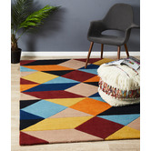 Network Rugs Rust, Blue, &amp; Navy Sandy Designer Wool Rug