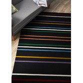Network Rugs Oslo Stripe Flat Weave Wool Rug Multi Black