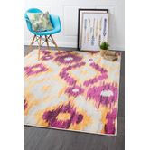 Network Rugs Lal Aubergine &amp; Yellow Power Loomed Modern Rug