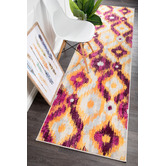 Network Rugs Lal Aubergine &amp; Yellow Power Loomed Modern Rug