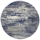 Network Rugs Arjan Navy Power Loomed Modern Round Rug