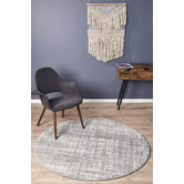 Network Rugs Parishan Silver &amp; Grey Power Loomed Modern Round Rug