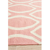 Network Rugs Soft Pink Flat Weave Oval Print Wool Rug