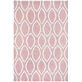 Network Rugs Soft Pink Flat Weave Oval Print Wool Rug