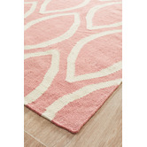 Network Rugs Soft Pink Flat Weave Oval Print Wool Rug