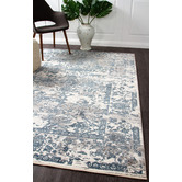 Network Rugs White and Blue Power Loomed Rug