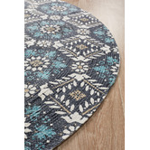 Network Rugs Blue Florale Hand Braided Cotton Rug