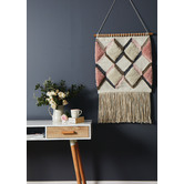 Network Rugs Pink Scandi Textured Fringed Wall Hanging