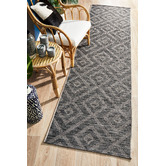 Network Rugs Black &amp; Natural Diamonds Flat-Woven Indoor/Outdoor Rug