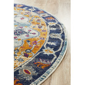 Network Rugs Rust &amp; Navy Tulip Vintage Look Round Rug