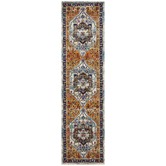 Network Rugs Rust &amp; Navy Tulip Vintage Look Runner