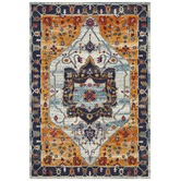 Network Rugs Rust &amp; Navy Tulip Vintage Look Rug