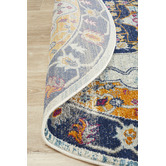 Network Rugs Rust &amp; Navy Tulip Vintage Look Round Rug
