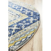 Network Rugs Navy &amp; Ivory Diamond Vintage Look Round Rug
