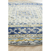 Network Rugs Navy &amp; Ivory Diamond Vintage Look Round Rug
