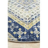 Network Rugs Navy &amp; Ivory Diamond Vintage Look Round Rug