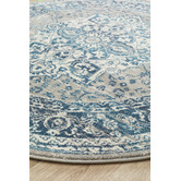 Network Rugs Sky Blue Florette Vintage Look Round Rug