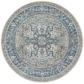 Network Rugs Sky Blue Florette Vintage Look Round Rug