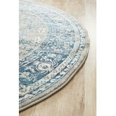 Network Rugs Sky Blue Florette Vintage Look Round Rug