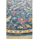 Network Rugs Navy Wreath Vintage Look Round Rug