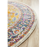 Network Rugs Multi-coloured Rust Florette Vintage Look Round Rug