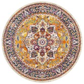 Network Rugs Multi-coloured Rust Florette Vintage Look Round Rug