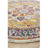 Network Rugs Multi-coloured Rust Florette Vintage Look Round Rug