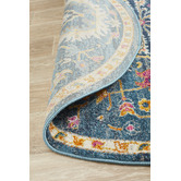 Network Rugs Navy Wreath Vintage Look Round Rug