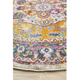 Network Rugs Multi-coloured Rust Florette Vintage Look Round Rug