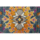 Network Rugs Blue Floral Field Vintage Look Round Rug