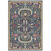Network Rugs Navy Wreath Vintage Look Rug