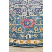 Network Rugs Navy Wreath Vintage Look Round Rug