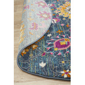 Network Rugs Blue Floral Field Vintage Look Round Rug