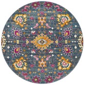 Network Rugs Blue Floral Field Vintage Look Round Rug