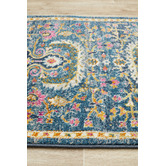 Network Rugs Navy Wreath Vintage Look Runner